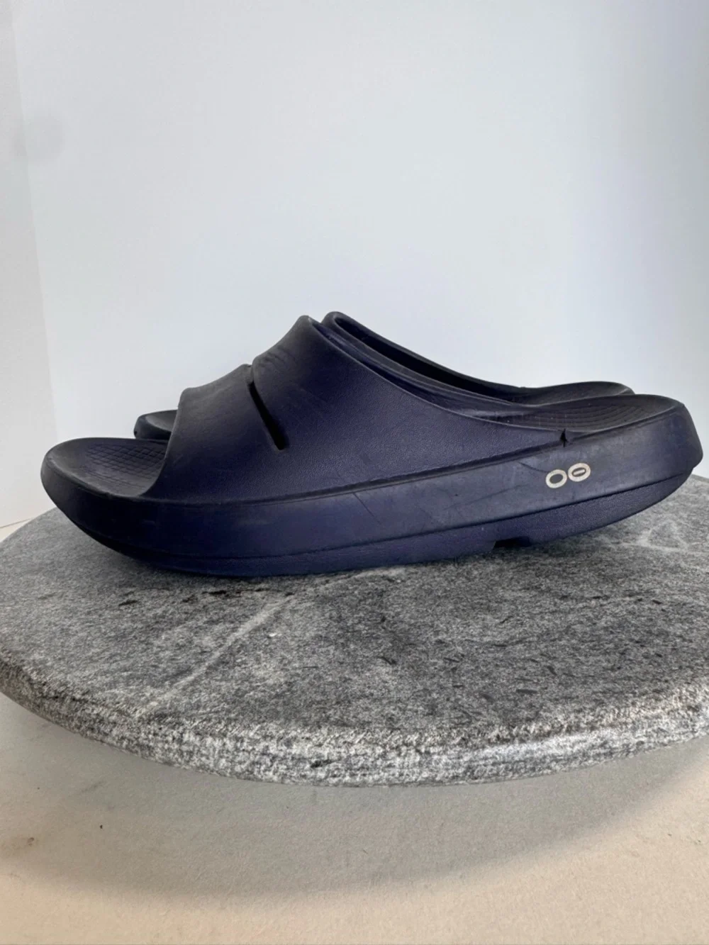 Oofos Ooaahh Navy Blue Rubber Slides Sandals Shoes 42